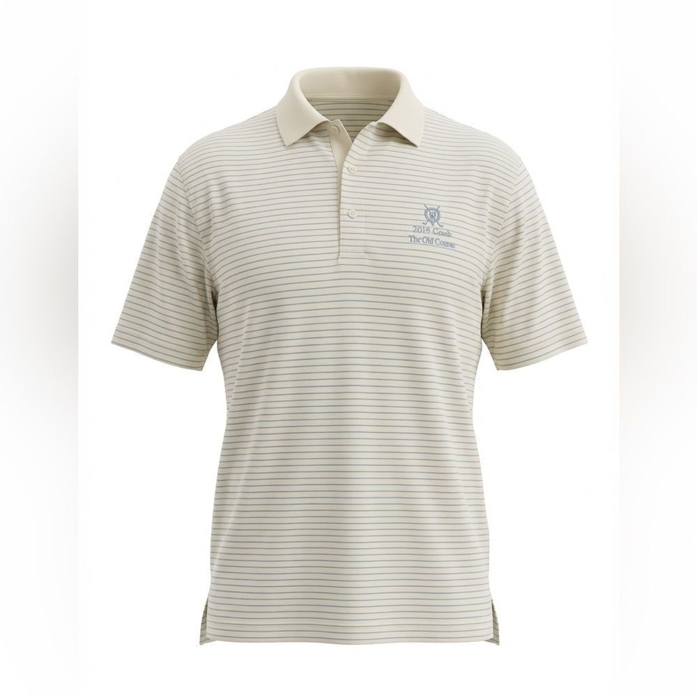 PETER MILLAR MENS GOLF SHIRT YELLOW WITH STRIPES SIZE M